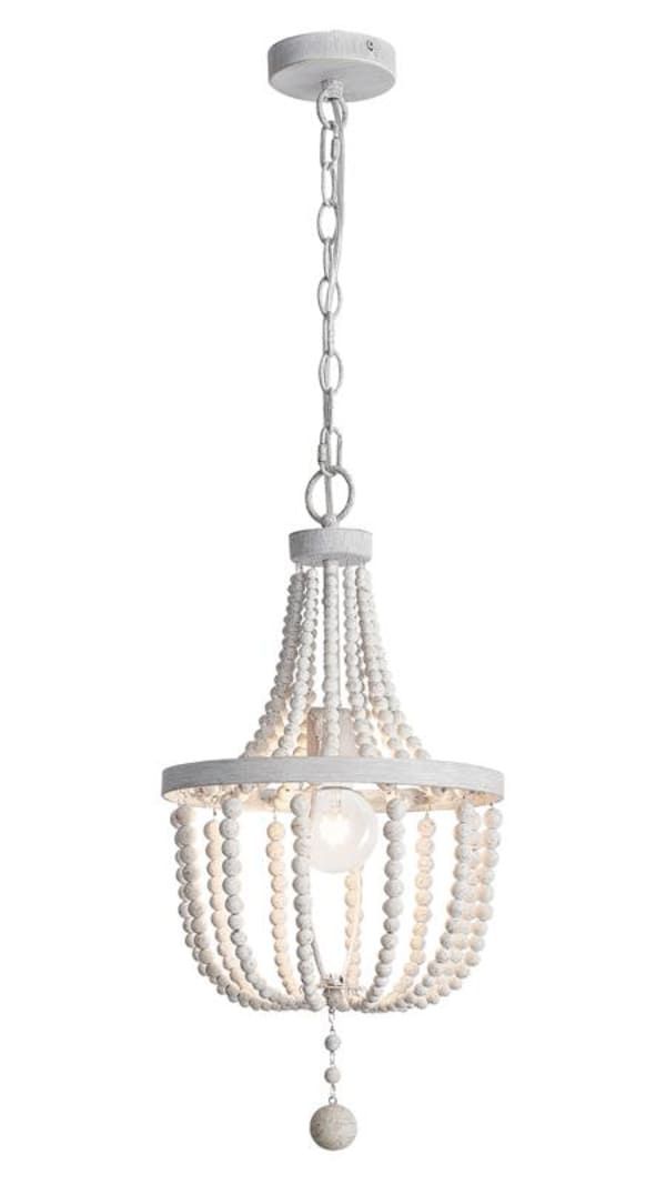 Bright Star Lighting 1-Light Whitewashed Bead Chandelier - CH893/1