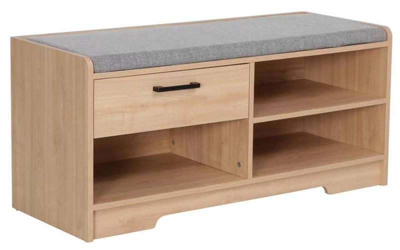 Shoe Storage Bench, with Drawer, Cream Country Oak