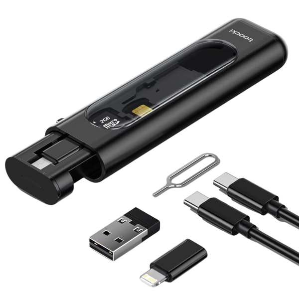 Toocki - Compact Travel Kit with Type C/USB3.0/Lightning Adapters - Black