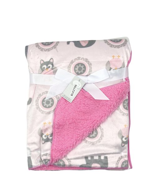 Mothers Choice Micromink Furlined Baby Blanket – Pink Owl &amp; Elephant