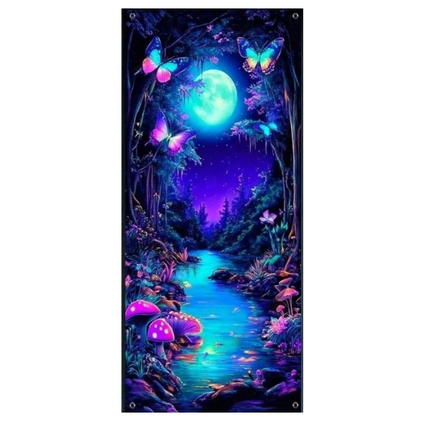Magic Forest Tree Portal Door Tapestry - Lunar Butterfly Magic