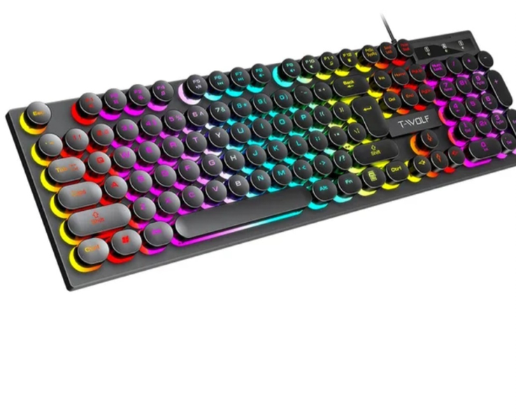 T-WOLF T80 PUNK RETRO Rainbow Gaming Keyboard
