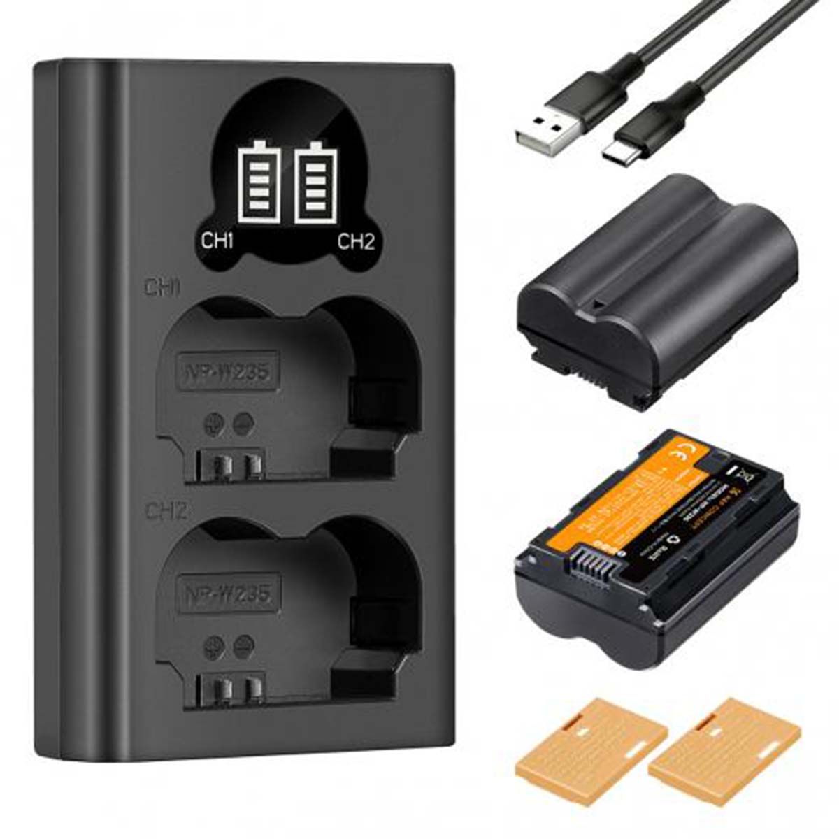 K&F Concept Dual NPW235 Battery + Charger Kit for Fuji Cameras KF28