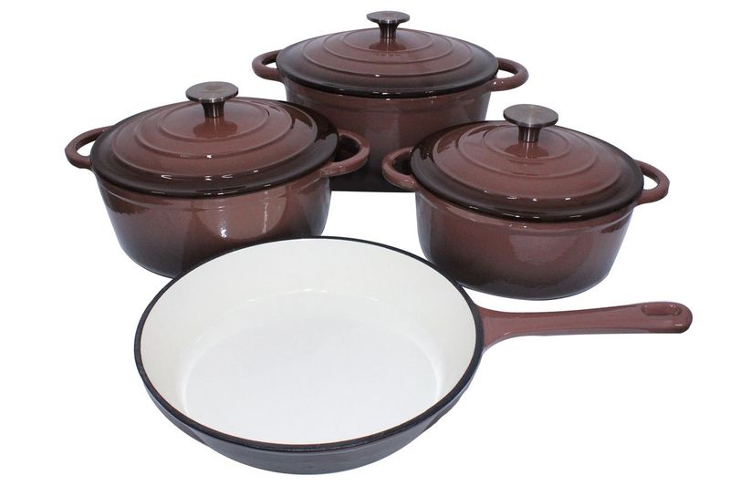 Opulent 7 Piece Brown Authentic Cast Iron Cookwa image