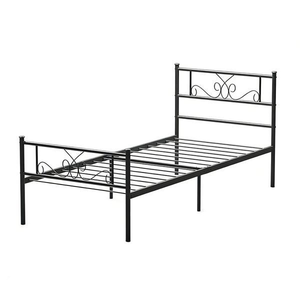 Double Metal Bed Frame 198 x 142 cm Durable and Elegant Black Finish