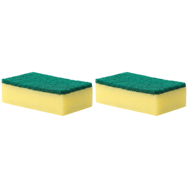 Double-Sided Dishwashing Sponge - Yellow 2 Pack