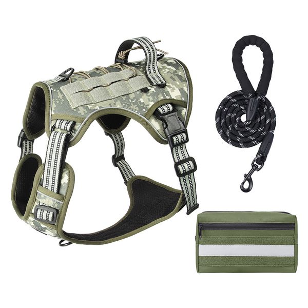 Three-Piece Set Tactical Medium Dog Harness - Adjustable Dog Vest