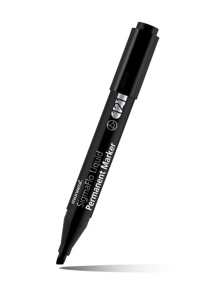 MONAMI Permanent Marker SigmaFlo Liquid 121 Chisel Box 12's Black
