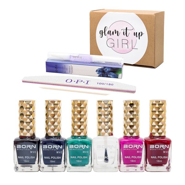 Nail Polish 6 Piece Spears Kit - Inc. Cuticle Oil, File &amp; Orange Stick