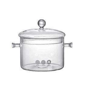 DOITOOL Glass Cooking Pot With Lid - 1900ML Clear Saucepan For Stovetop & Oven Cooking