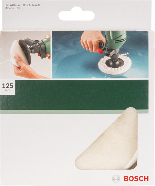 Lambswool bonnet for drill clamped 125 mm