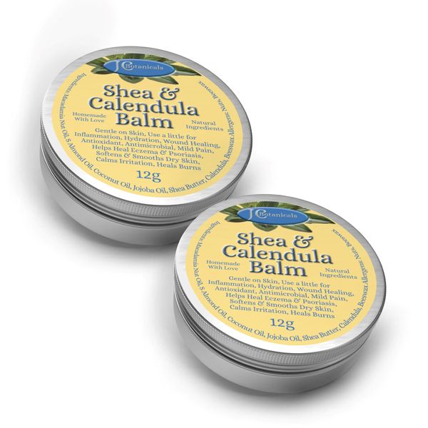 JC Botanicals Natural Herbal Shea Butter &amp; Calendula Healing Balm 12g x 2