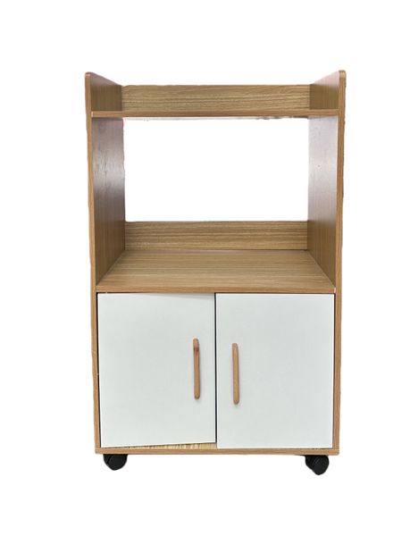 Multifunctional wooden storage cabinet with doors and wheels
