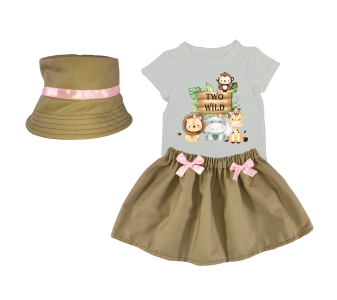 Second Birthday-Shirt,skirt &amp;hat-Wild One/Safari