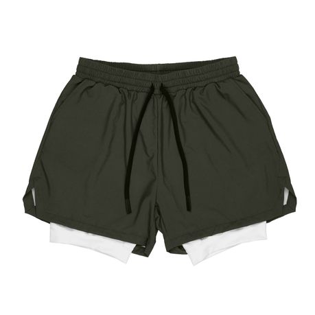Men's 2 in 1 Running Shorts - Army Green, Shop Today. Get it Tomorrow!