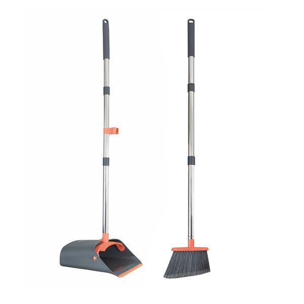 HOLAMOPA Broom &amp; Dustpan Set - Standing - Indoor &amp; Outdoor Sweeping