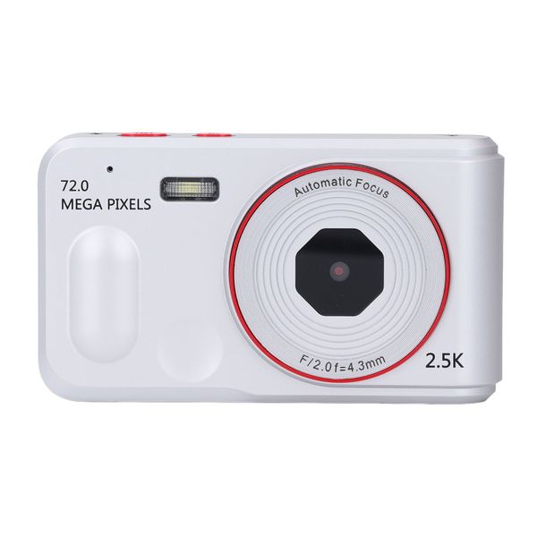 72MP Digital Camera, 2.5K, 16X Zoom, AF, For Students Vlogging, Silver