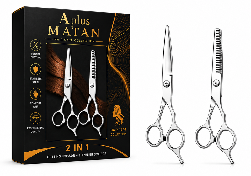Aplus Matan Hair Care 2-in-1 Hair Cutting and Thinning Scissor Set