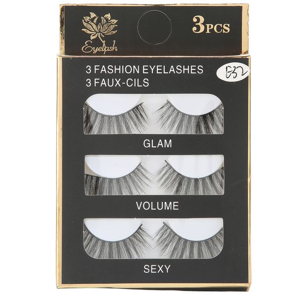 3 Pairs Professional Makeup Long Thick False Eyelashes Curly Dense