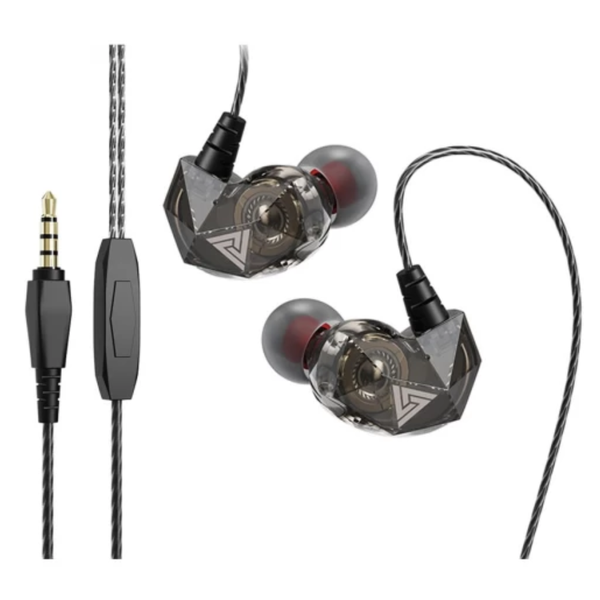 QKZ AK2 - In-Ear Monitor Earphones with HD Mic &amp; Case - Black
