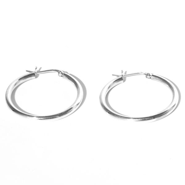 35mm Silver Hoop Earring with 3mm Tube Setting