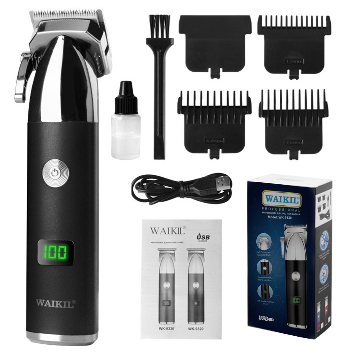 WAIKIL Hair Clippers with LED Display & Cordless Electric Hair Clipper