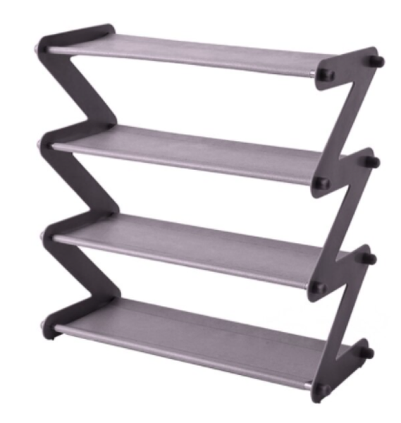 Grey Z- Shaped 4 Layer Shoe Rack &amp; Organiser