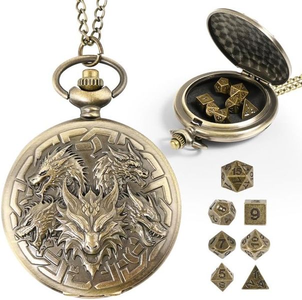 7PCS DND Mini Metal Dice Set for Dungeons ,with Pocket Watch Case