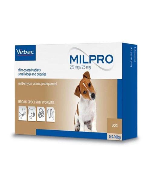 Virbac - Milpro Dewormer Tablets for Dogs &amp; Puppies 24's ( 2.5mg / 25mg )