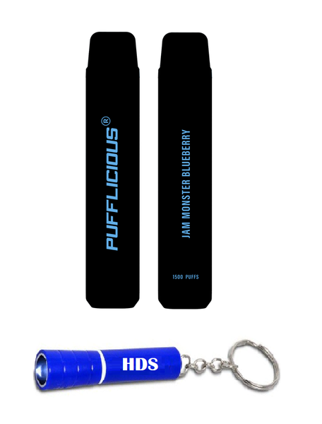 Pufflicious 1500 Puff Vape - Jam Monster Blueberry with HDS Branded Keyring