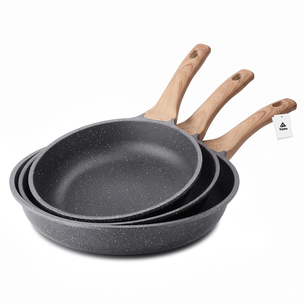 Topika - 3Pcs Nonstick Frying Pan Set, Non Stick Cookware Pans, 20/24/28CM