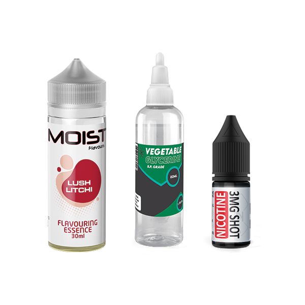 120ml Moist Vape Juice DIY Longfill Kit - Lush Litchi - 2mg