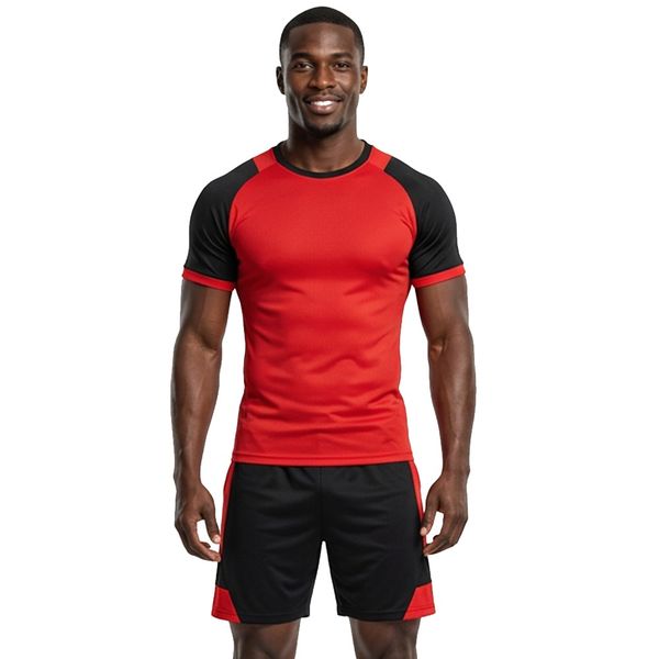 Individual Adults Soccer Kit Fire &amp; Smoke-Football Jersey &amp; Shorts Set Red