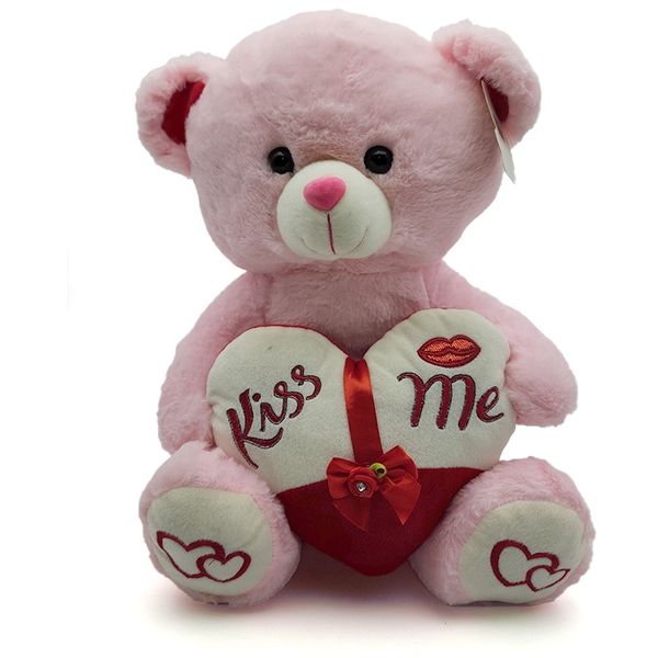 pX Valentines Day Big Teddy Bear with Kiss Me Pillow-40 cm Pink Plush Toy
