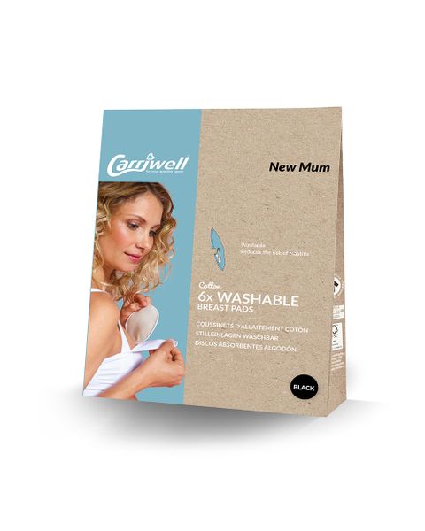 Carriwell - Cotton Washable Breast Pads - Black Pack of 6