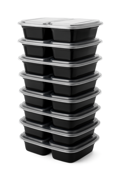 Black Meal Prep Containers with Lids - 10 Pack 1L