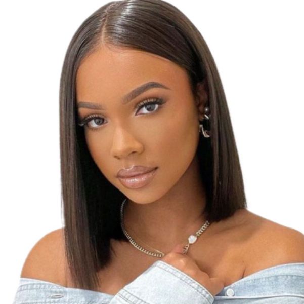 Vietnam Original Hair Straight Glueless bob 10inch Black Wig 4x4 Lace