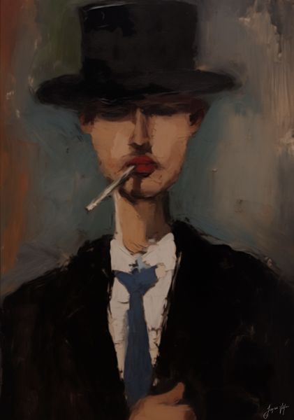 The Smoker Original Art Print - Amedeo Modigliani Inspired Canvas Print