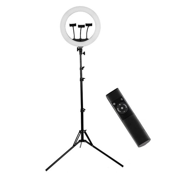 45cm LED Ring-light &amp; Tripod Stand With Triple Phone Clip &amp; Remote