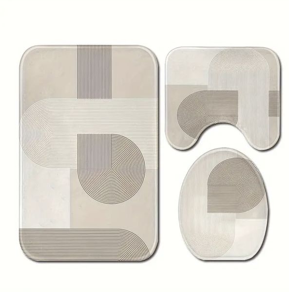 3 Piece Nordic Style Geometric Bathroom Mats Set