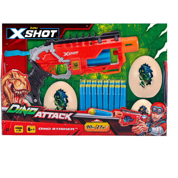 XShot Dino Attack Dino Striker Foam Dart Blaster - 16 Darts, 4 Eggs