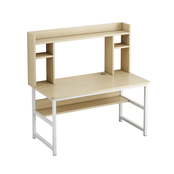 110cm Computer Desk with Hutch Bookshelf Wood/White