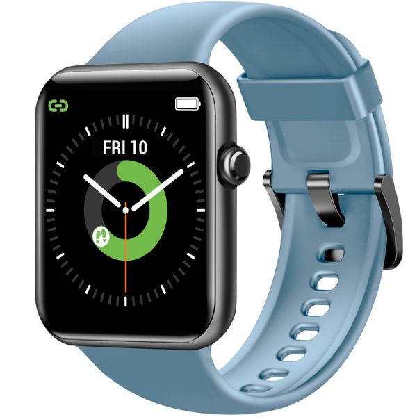 Letsfit - IW2 Smart Watch - Space Gray Case with Light Blue Band