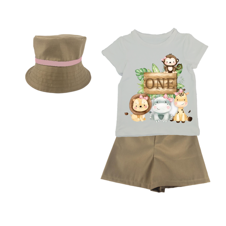 First birthday outfit with hat Wild one Safari theme Pink Shop Today. Get it Tomorrow takealot