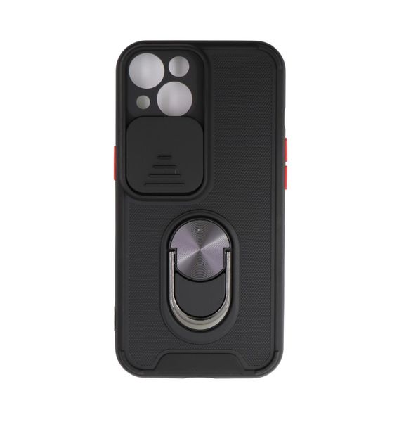 Camera Slide Protective Cover with Metal Ring/Stand for iPhone 13 Pro Max