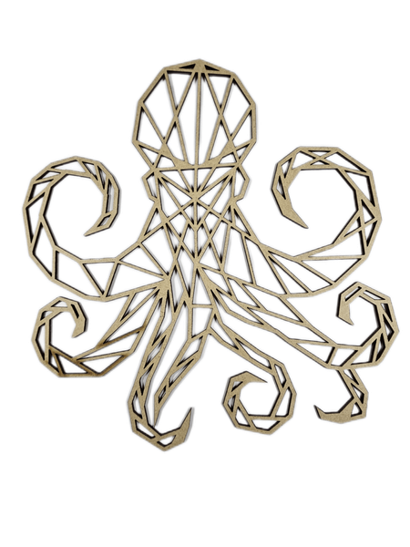 Polygonal Octopus Wall Art 30cm x 28cm (3mm Blonde MDF)