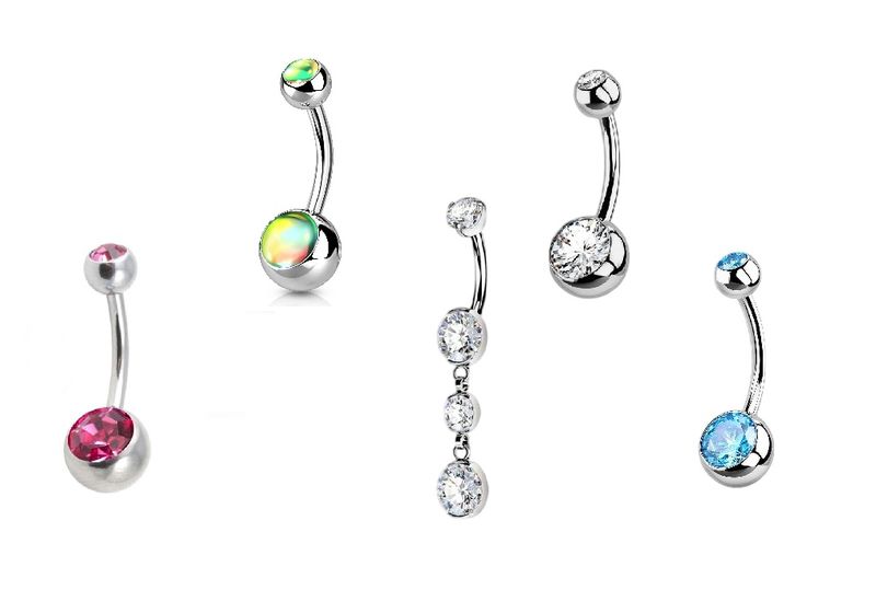 Internally Treaded Titanium Belly Ring 5 Pack - Set 5