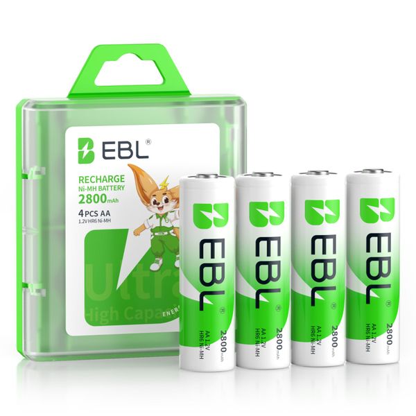 EBL AA Rechargeable NiMH Battery 2800mAh 1.2V High Capacity - 4 Pack