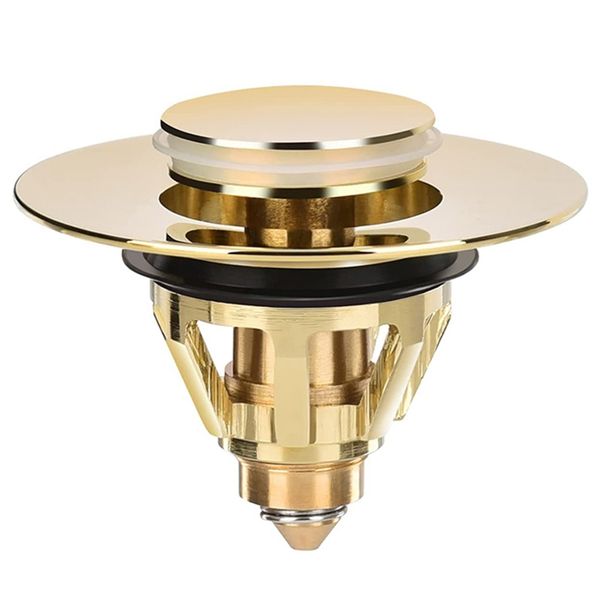 Drain Fitting Washbasin Universal Pop-Up Valve Plug Sink (Gold)