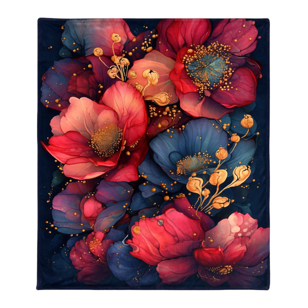 Midnight Floral Fleece Blanket (130 x 150 cm)